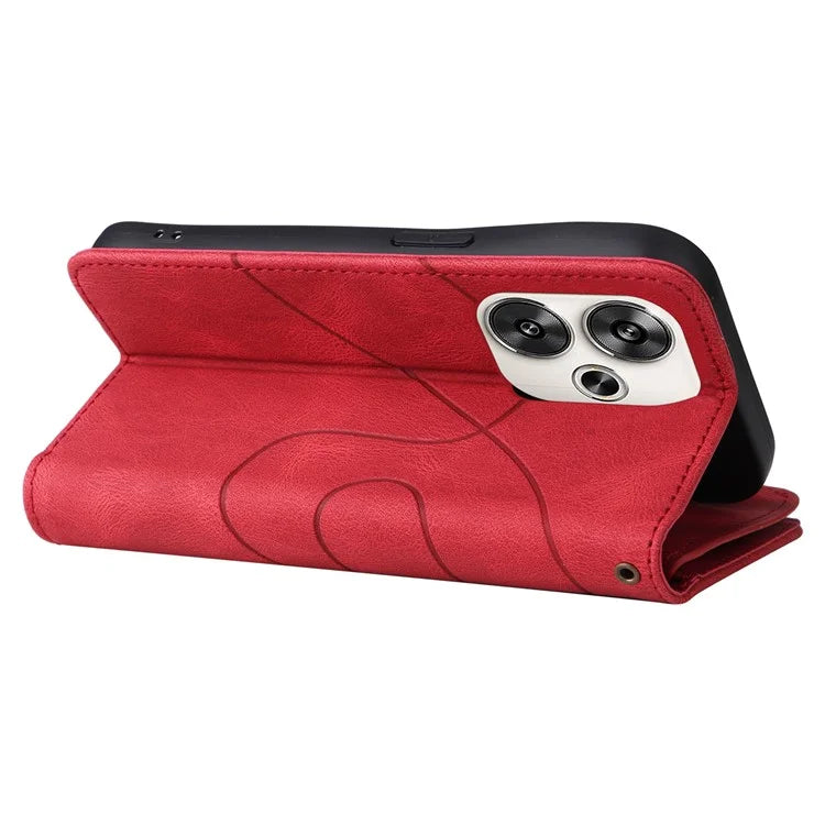 KT Multi-Function Series-5 For Xiaomi Redmi Turbo 3 5G / Poco F6 5G Cover PU Leather Dual Color Splicing Cell Phone Case