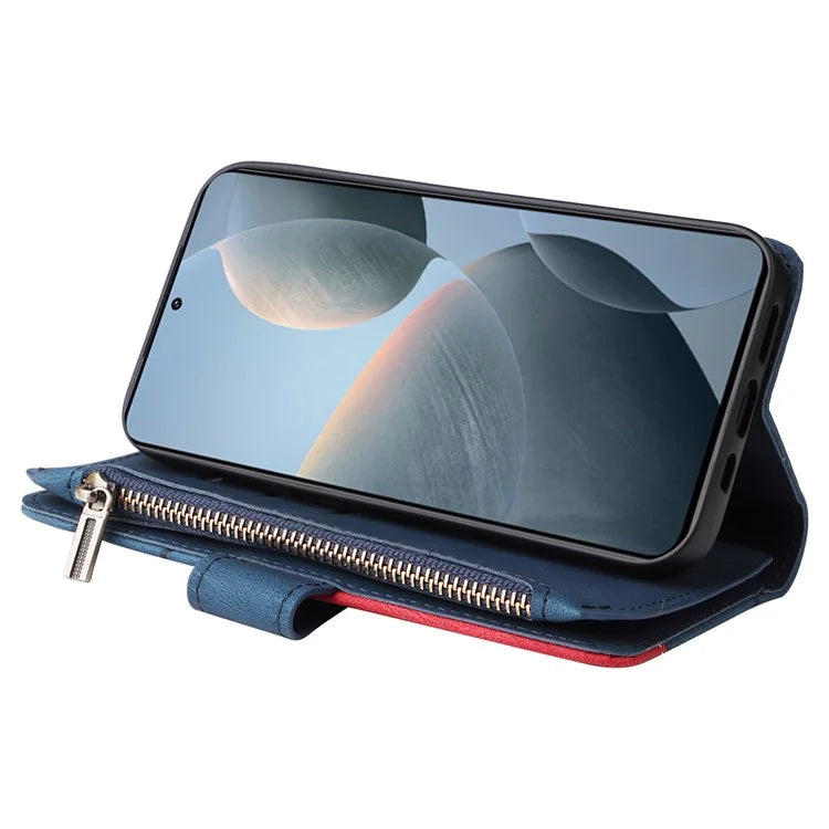 KT Multi-Function Series-5 For Xiaomi Redmi K70 5G / K70 Pro 5G / Poco F6 Pro 5G PU Leather Dual Color Splicing Phone Case
