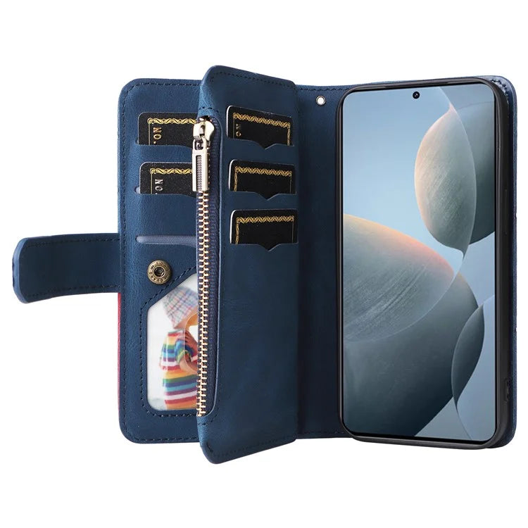KT Multi-Function Series-5 For Xiaomi Redmi K70 5G / K70 Pro 5G / Poco F6 Pro 5G PU Leather Dual Color Splicing Phone Case