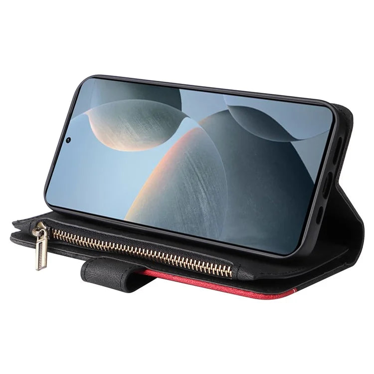 KT Multi-Function Series-5 For Xiaomi Redmi K70 5G / K70 Pro 5G / Poco F6 Pro 5G PU Leather Dual Color Splicing Phone Case