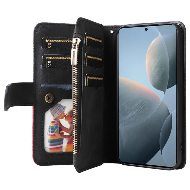 KT Multi-Function Series-5 For Xiaomi Redmi K70 5G / K70 Pro 5G / Poco F6 Pro 5G PU Leather Dual Color Splicing Phone Case