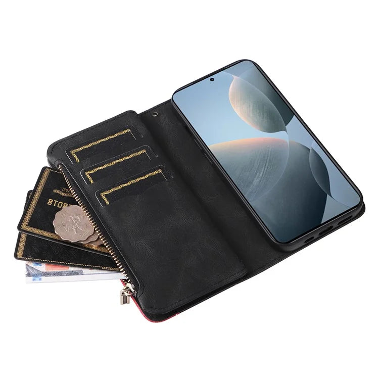 KT Multi-Function Series-5 For Xiaomi Redmi K70 5G / K70 Pro 5G / Poco F6 Pro 5G PU Leather Dual Color Splicing Phone Case