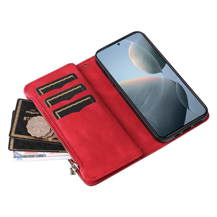 KT Multi-Function Series-5 For Xiaomi Redmi K70 5G / K70 Pro 5G / Poco F6 Pro 5G PU Leather Dual Color Splicing Phone Case