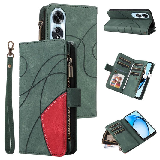 KT Multi-Function Series-5 For Oppo A60 4G Cover Anti-Scratch PU Leather Dual Color Splicing Cell Phone Case
