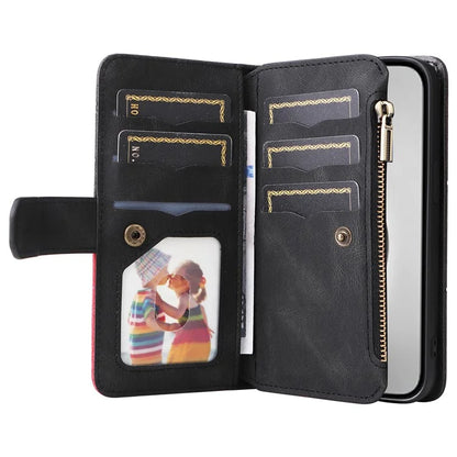 KT Multi-Function Series-5 For iPhone 16 Pro Max Cover PU Leather Dual Color Splicing Wallet Cell Phone Case
