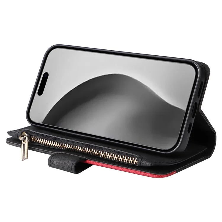 KT Multi-Function Series-5 For iPhone 16 Pro Max Cover PU Leather Dual Color Splicing Wallet Cell Phone Case