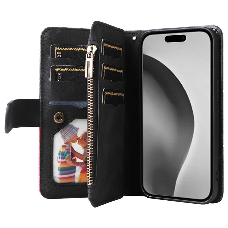 KT Multi-Function Series-5 For iPhone 16 Pro Max Cover PU Leather Dual Color Splicing Wallet Cell Phone Case