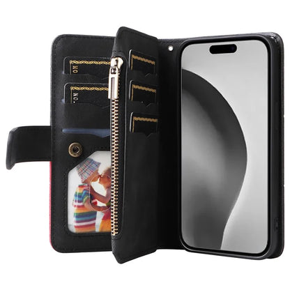 KT Multi-Function Series-5 For iPhone 16 Pro Max Cover PU Leather Dual Color Splicing Wallet Cell Phone Case