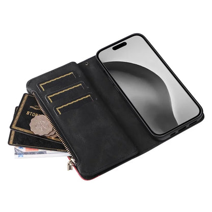 KT Multi-Function Series-5 For iPhone 16 Pro Max Cover PU Leather Dual Color Splicing Wallet Cell Phone Case