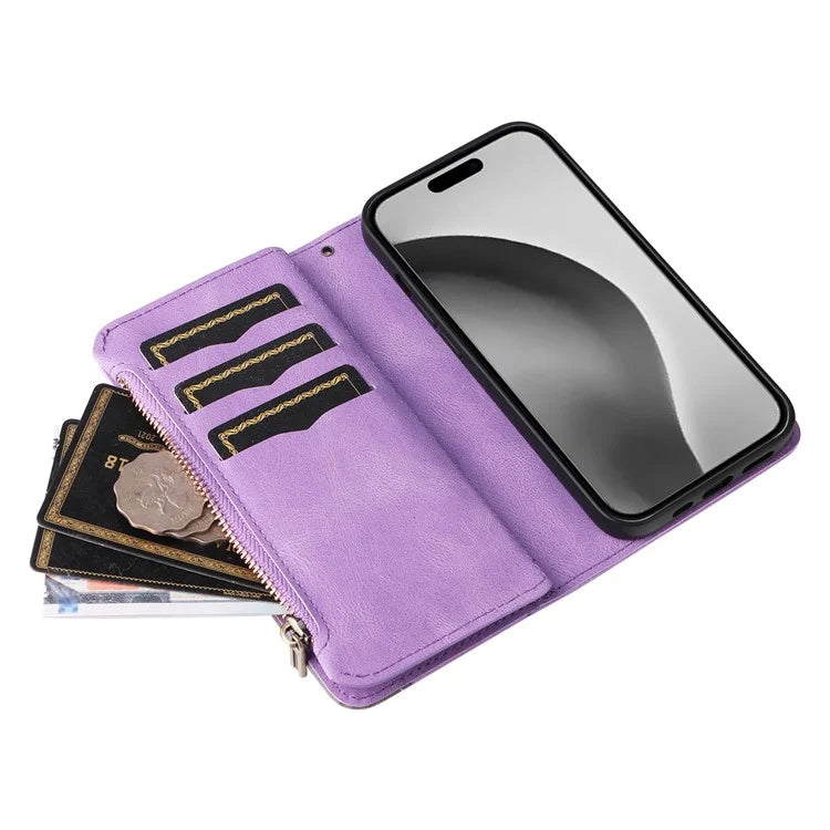 KT Multi-Function Series-5 For iPhone 16 Pro Max Cover PU Leather Dual Color Splicing Wallet Cell Phone Case