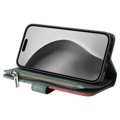 KT Multi-Function Series-5 For iPhone 16 Pro Max Cover PU Leather Dual Color Splicing Wallet Cell Phone Case