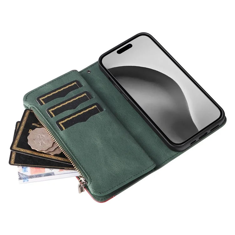 KT Multi-Function Series-5 For iPhone 16 Pro Max Cover PU Leather Dual Color Splicing Wallet Cell Phone Case