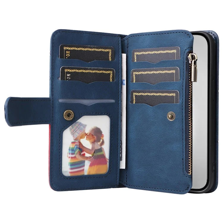 KT Multi-Function Series-5 For iPhone 16 Pro Max Cover PU Leather Dual Color Splicing Wallet Cell Phone Case
