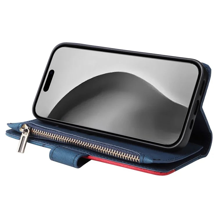 KT Multi-Function Series-5 For iPhone 16 Pro Max Cover PU Leather Dual Color Splicing Wallet Cell Phone Case