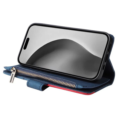 KT Multi-Function Series-5 For iPhone 16 Pro Max Cover PU Leather Dual Color Splicing Wallet Cell Phone Case