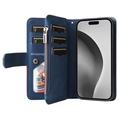 KT Multi-Function Series-5 For iPhone 16 Pro Max Cover PU Leather Dual Color Splicing Wallet Cell Phone Case