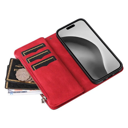 KT Multi-Function Series-5 For iPhone 16 Pro Max Cover PU Leather Dual Color Splicing Wallet Cell Phone Case