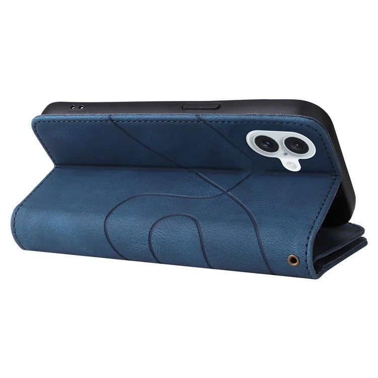 KT Multi-Function Series-5 For iPhone 16 Plus Cover PU Leather Dual Color Splicing Wallet Cell Phone Case