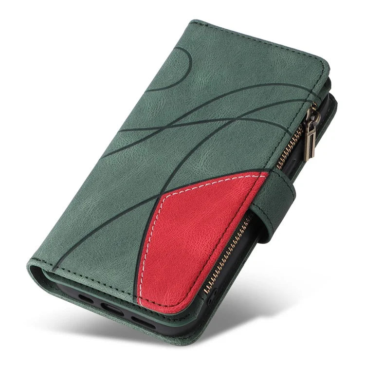 KT Multi-Function Series-5 For iPhone 16 Plus Cover PU Leather Dual Color Splicing Wallet Cell Phone Case