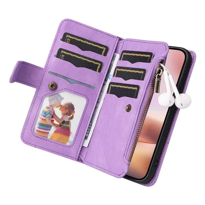 KT Multi-Function Series-5 For iPhone 16 Plus Cover PU Leather Dual Color Splicing Wallet Cell Phone Case