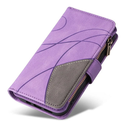 KT Multi-Function Series-5 For iPhone 16 Plus Cover PU Leather Dual Color Splicing Wallet Cell Phone Case
