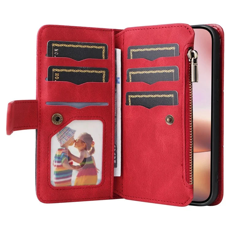 KT Multi-Function Series-5 For iPhone 16 Plus Cover PU Leather Dual Color Splicing Wallet Cell Phone Case