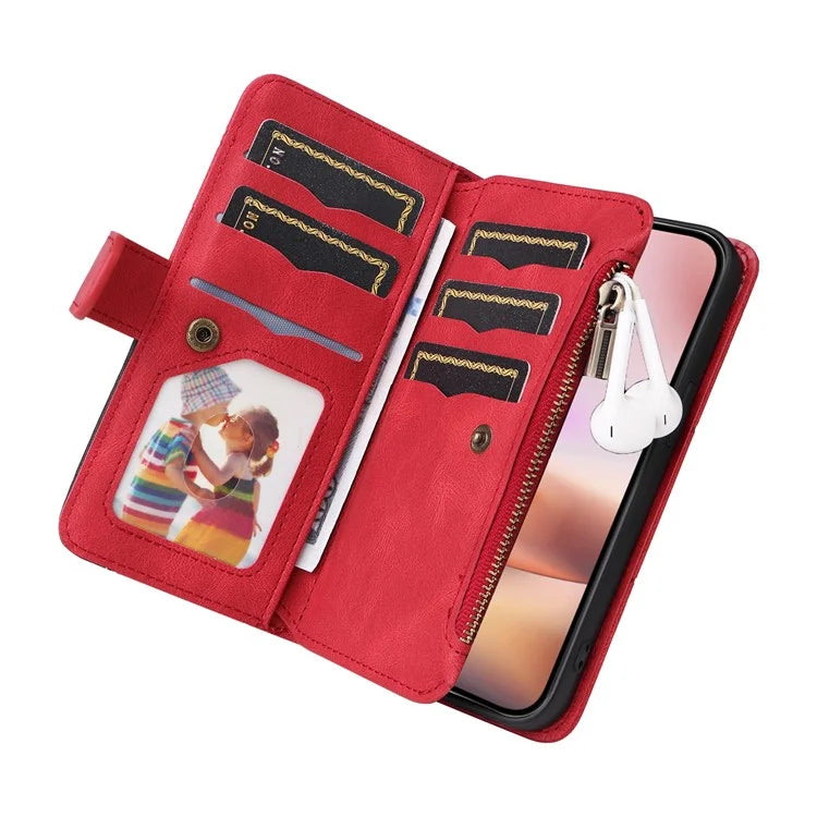 KT Multi-Function Series-5 For iPhone 16 Plus Cover PU Leather Dual Color Splicing Wallet Cell Phone Case