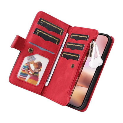 KT Multi-Function Series-5 For iPhone 16 Plus Cover PU Leather Dual Color Splicing Wallet Cell Phone Case