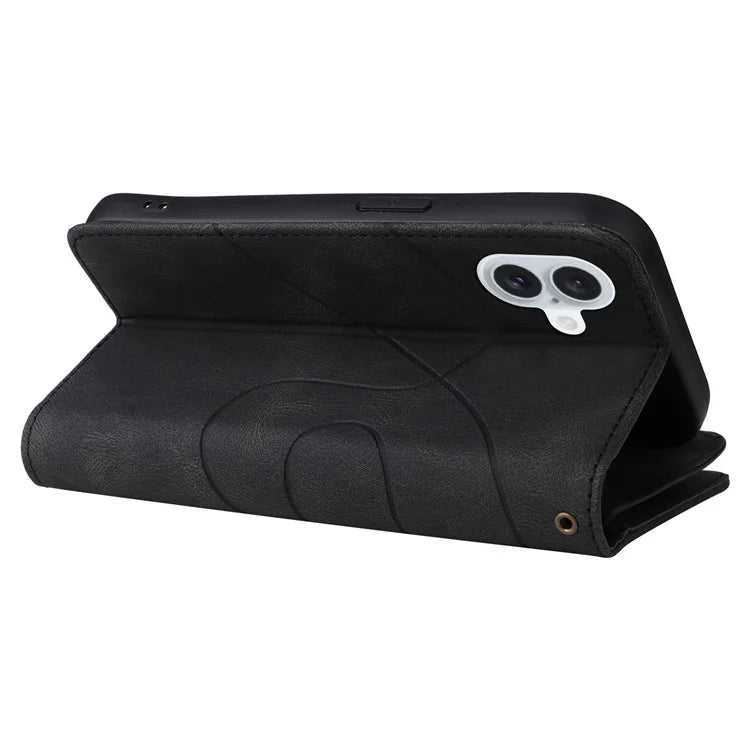 KT Multi-Function Series-5 For iPhone 16 Plus Cover PU Leather Dual Color Splicing Wallet Cell Phone Case