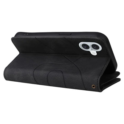 KT Multi-Function Series-5 For iPhone 16 Plus Cover PU Leather Dual Color Splicing Wallet Cell Phone Case