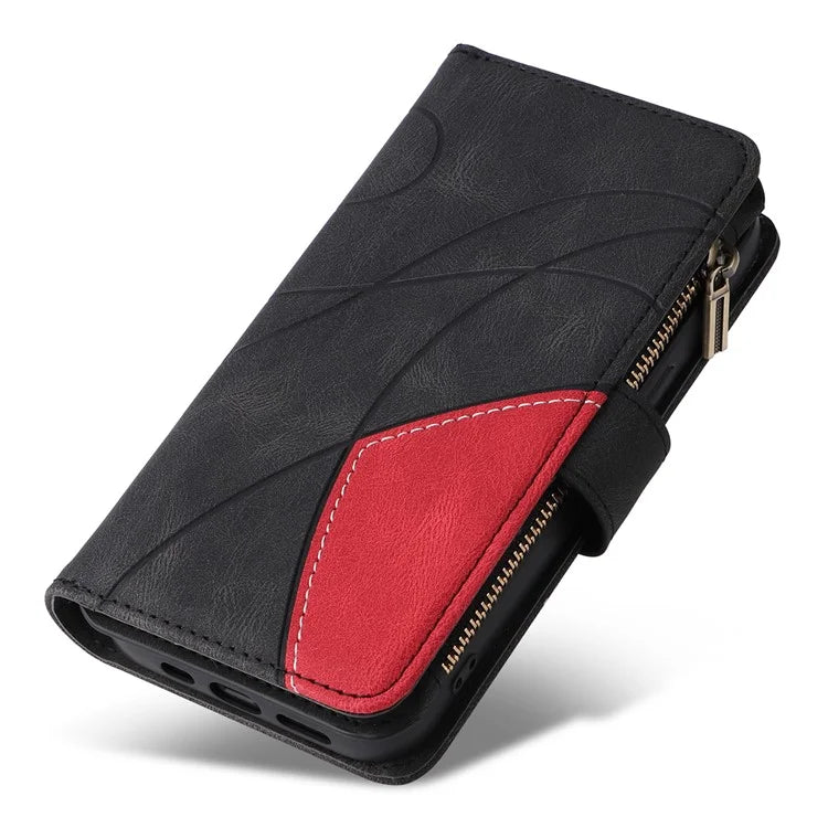 KT Multi-Function Series-5 For iPhone 16 Plus Cover PU Leather Dual Color Splicing Wallet Cell Phone Case