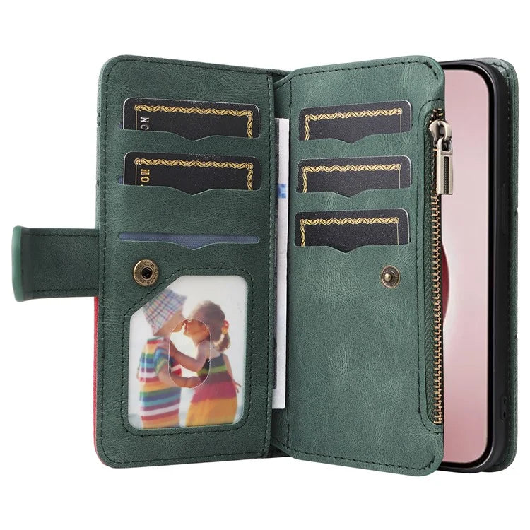 KT Multi-Function Series-5 For iPhone 16 Pro Cover PU Leather Dual Color Splicing Wallet Cell Phone Case