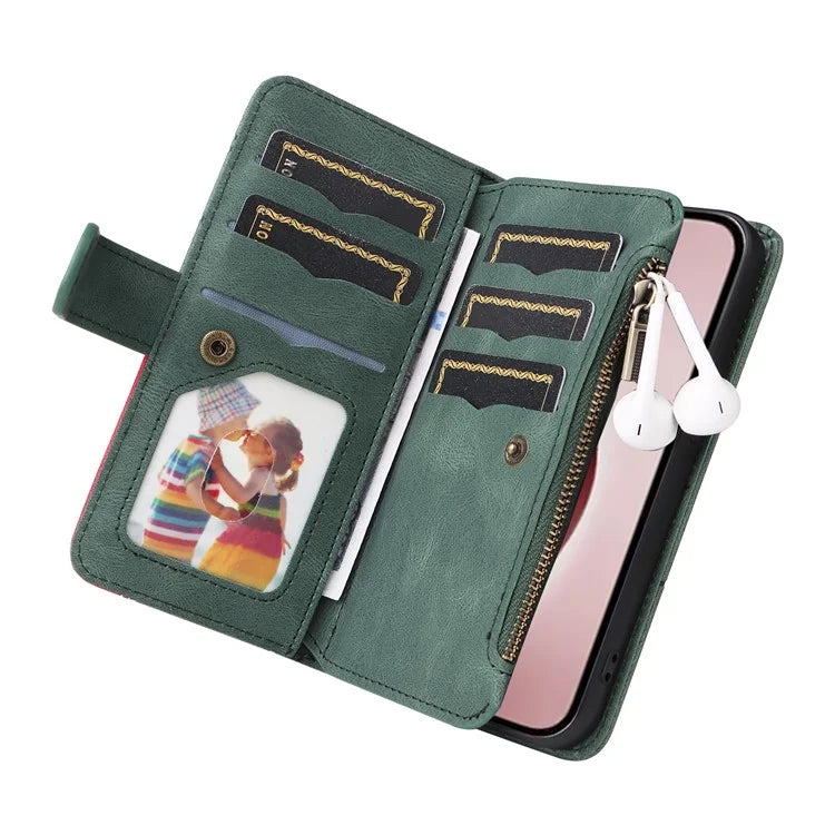 KT Multi-Function Series-5 For iPhone 16 Pro Cover PU Leather Dual Color Splicing Wallet Cell Phone Case