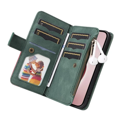 KT Multi-Function Series-5 For iPhone 16 Pro Cover PU Leather Dual Color Splicing Wallet Cell Phone Case