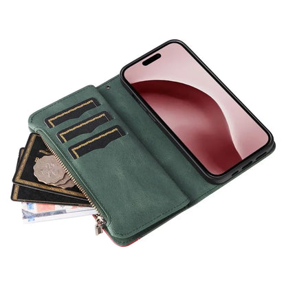 KT Multi-Function Series-5 For iPhone 16 Pro Cover PU Leather Dual Color Splicing Wallet Cell Phone Case