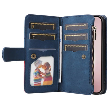 KT Multi-Function Series-5 For iPhone 16 Pro Cover PU Leather Dual Color Splicing Wallet Cell Phone Case