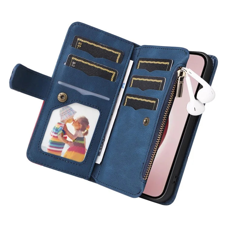 KT Multi-Function Series-5 For iPhone 16 Pro Cover PU Leather Dual Color Splicing Wallet Cell Phone Case