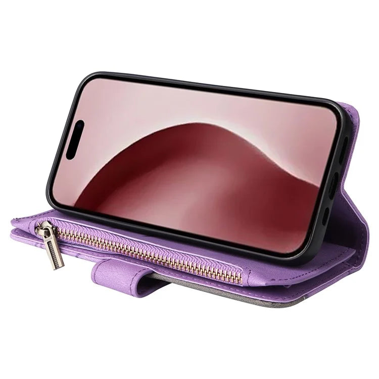 KT Multi-Function Series-5 For iPhone 16 Pro Cover PU Leather Dual Color Splicing Wallet Cell Phone Case
