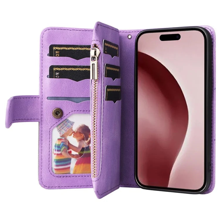 KT Multi-Function Series-5 For iPhone 16 Pro Cover PU Leather Dual Color Splicing Wallet Cell Phone Case