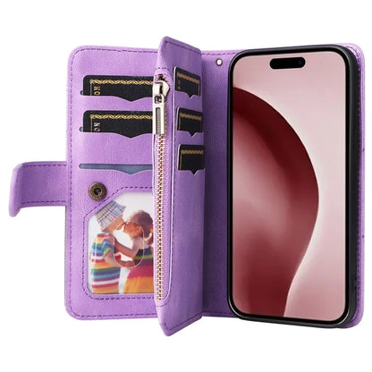 KT Multi-Function Series-5 For iPhone 16 Pro Cover PU Leather Dual Color Splicing Wallet Cell Phone Case