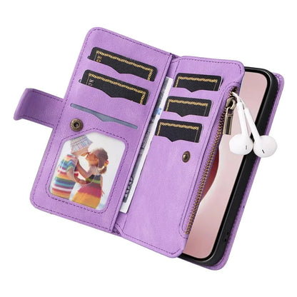 KT Multi-Function Series-5 For iPhone 16 Pro Cover PU Leather Dual Color Splicing Wallet Cell Phone Case