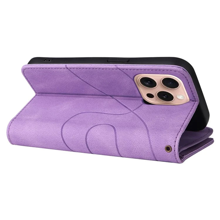 KT Multi-Function Series-5 For iPhone 16 Pro Cover PU Leather Dual Color Splicing Wallet Cell Phone Case