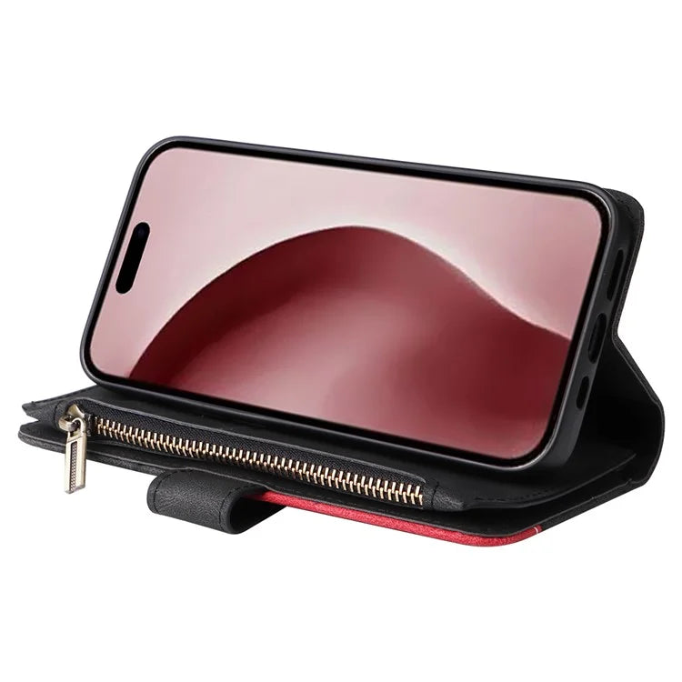 KT Multi-Function Series-5 For iPhone 16 Pro Cover PU Leather Dual Color Splicing Wallet Cell Phone Case