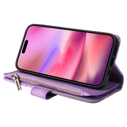KT Multi-Function Series-5 For iPhone 16 Cover PU Leather Dual Color Splicing Wallet Cell Phone Case