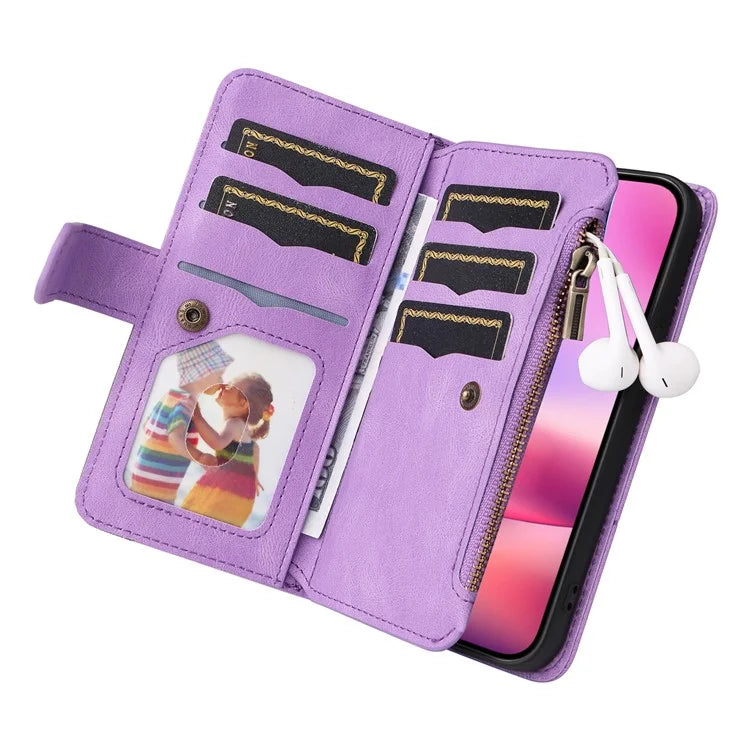 KT Multi-Function Series-5 For iPhone 16 Cover PU Leather Dual Color Splicing Wallet Cell Phone Case