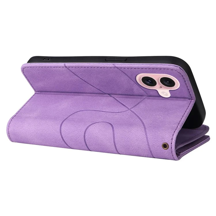 KT Multi-Function Series-5 For iPhone 16 Cover PU Leather Dual Color Splicing Wallet Cell Phone Case