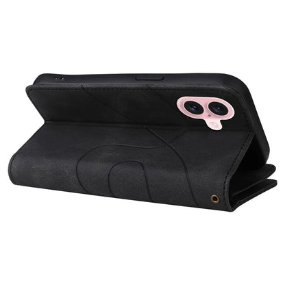 KT Multi-Function Series-5 For iPhone 16 Cover PU Leather Dual Color Splicing Wallet Cell Phone Case