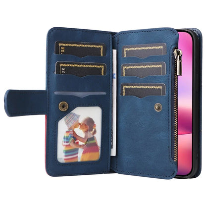 KT Multi-Function Series-5 For iPhone 16 Cover PU Leather Dual Color Splicing Wallet Cell Phone Case