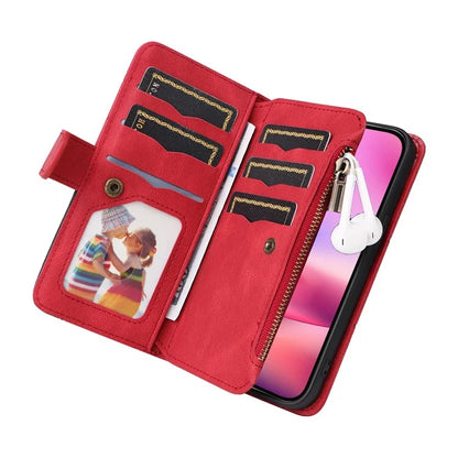 KT Multi-Function Series-5 For iPhone 16 Cover PU Leather Dual Color Splicing Wallet Cell Phone Case
