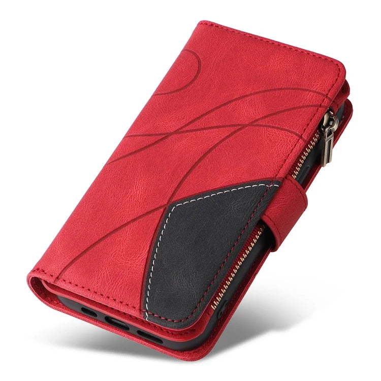 KT Multi-Function Series-5 For iPhone 16 Cover PU Leather Dual Color Splicing Wallet Cell Phone Case